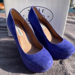 Blue Suede Steve Madden Wedges